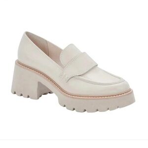 Women's Cream Loafer with Chunky Heel